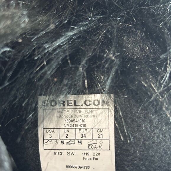 Sorel Tofino II Waterproof Black Snow Boots Faux Fur Big Girls 3 - Picture 8 of 8
